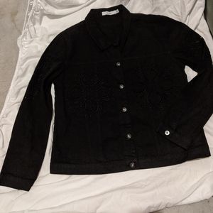 JustFab Black Jean Jacket Size 2XL
